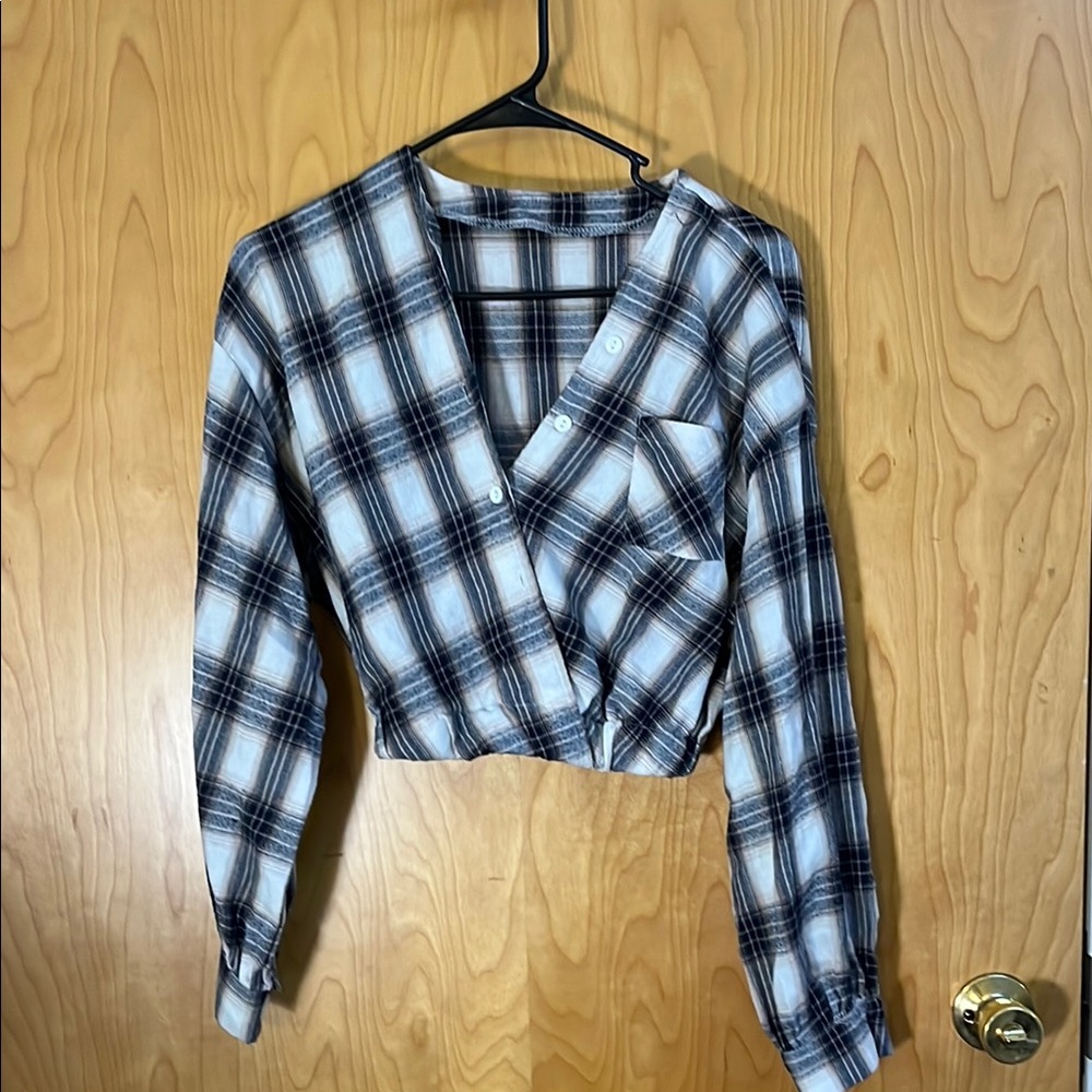 Plaid Button-Up Women's crop Top